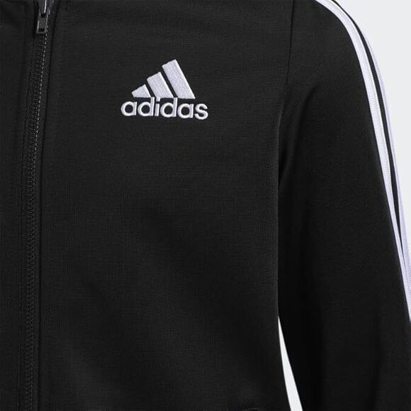 Adidas Girls Size 16 Black Zip Up Tricot Track Jacket Warm Up Bomber - Picture 2 of 4